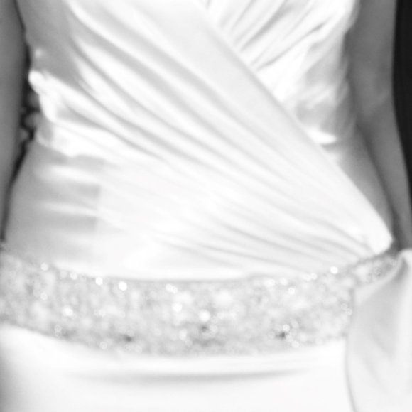 Galina Signature Collection-Applique Chiffon Tall Wedding Dress with train. - Picture 3 of 8